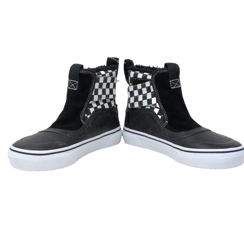 VANS MTE 360 NEW Kids Ankle Boots US 3 Black/White Check Slip-On Lined Skater